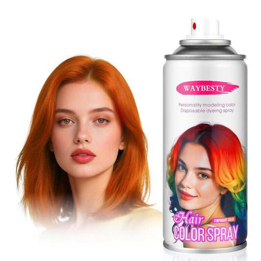 Temporary Hair Color Spray For Kids Women Men, Temporary Hair Clolor Wax Dye Pomades, Washable Hair Dye Spray For Cosplay Party DIY, Christmas Party, Halloween Crazy Hair Day (Orange-Red, 4.06 oz)