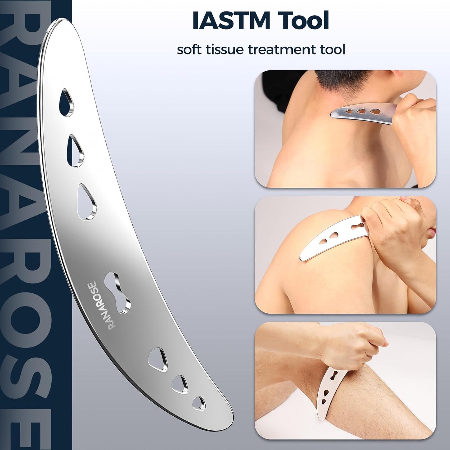 3 Pack Stainless Steel Guasha Tool, Muscle Scraper Tools for Full-Body Massage, Muscle Relief, Physical Therapy & Myofascial Release