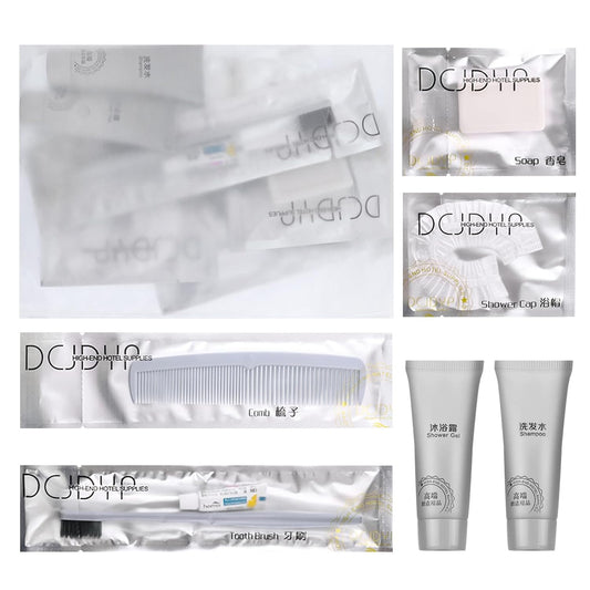 Hygiene Kit, Hygiene Kit Bulk, Travel Hygiene Kit With Toothbrush, Toothpaste, Comb, Shampoo, Shower Gel, Shower Cap And Soap, Individually Packed, Suitable For Hotel, Home, Travel (12 sets)