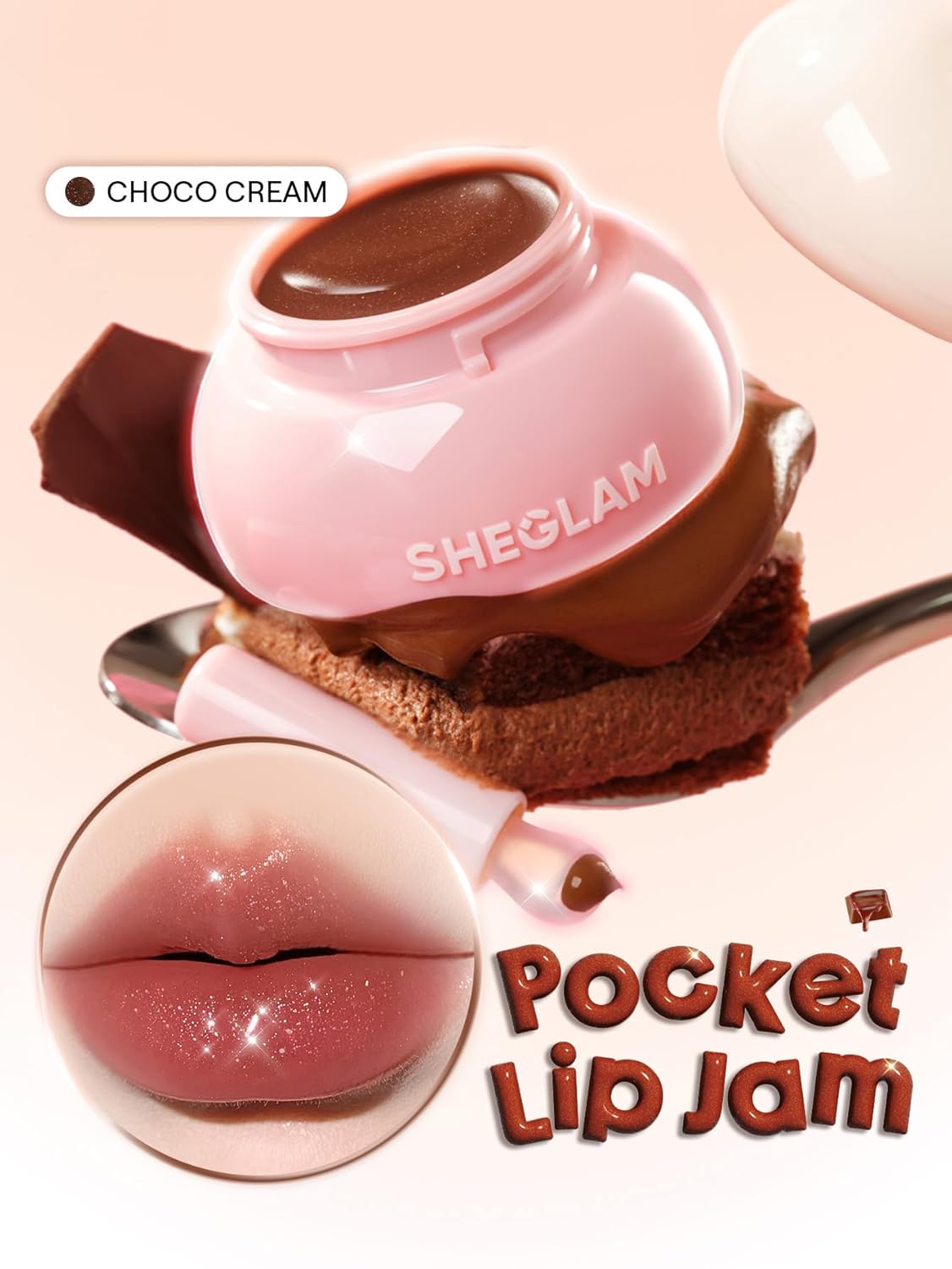 SHEGLAM Hydra Jelly Pocket Lip Jam Hydrating Nourishing Lip Gloss Moisturizing Lip Makeup-Choco Cream