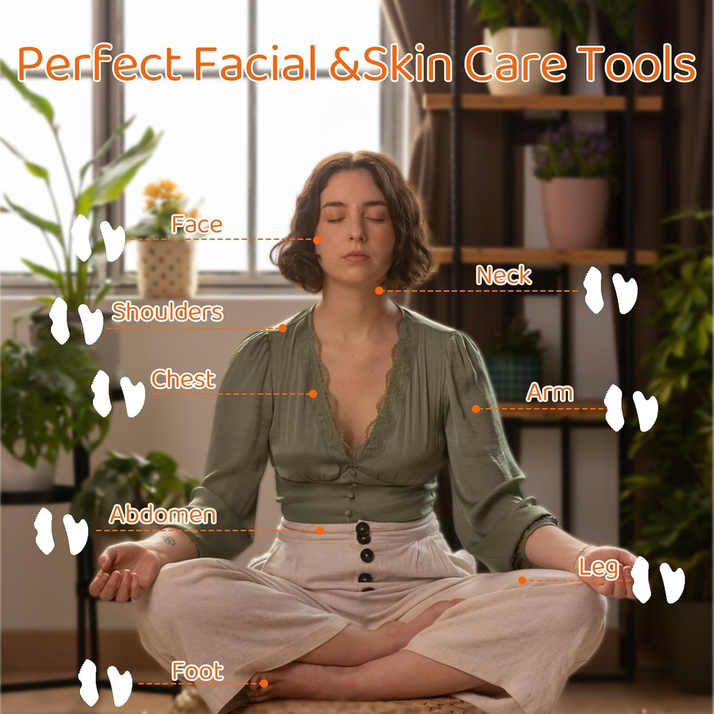 2Pcs Terahertz Gua Sha Facial Tools Set Stone for Lymphatic Drainage, Reduced Puffiness, Relieved Facial Tension – 100% Natural Terahertz Stone Skin Care Tools