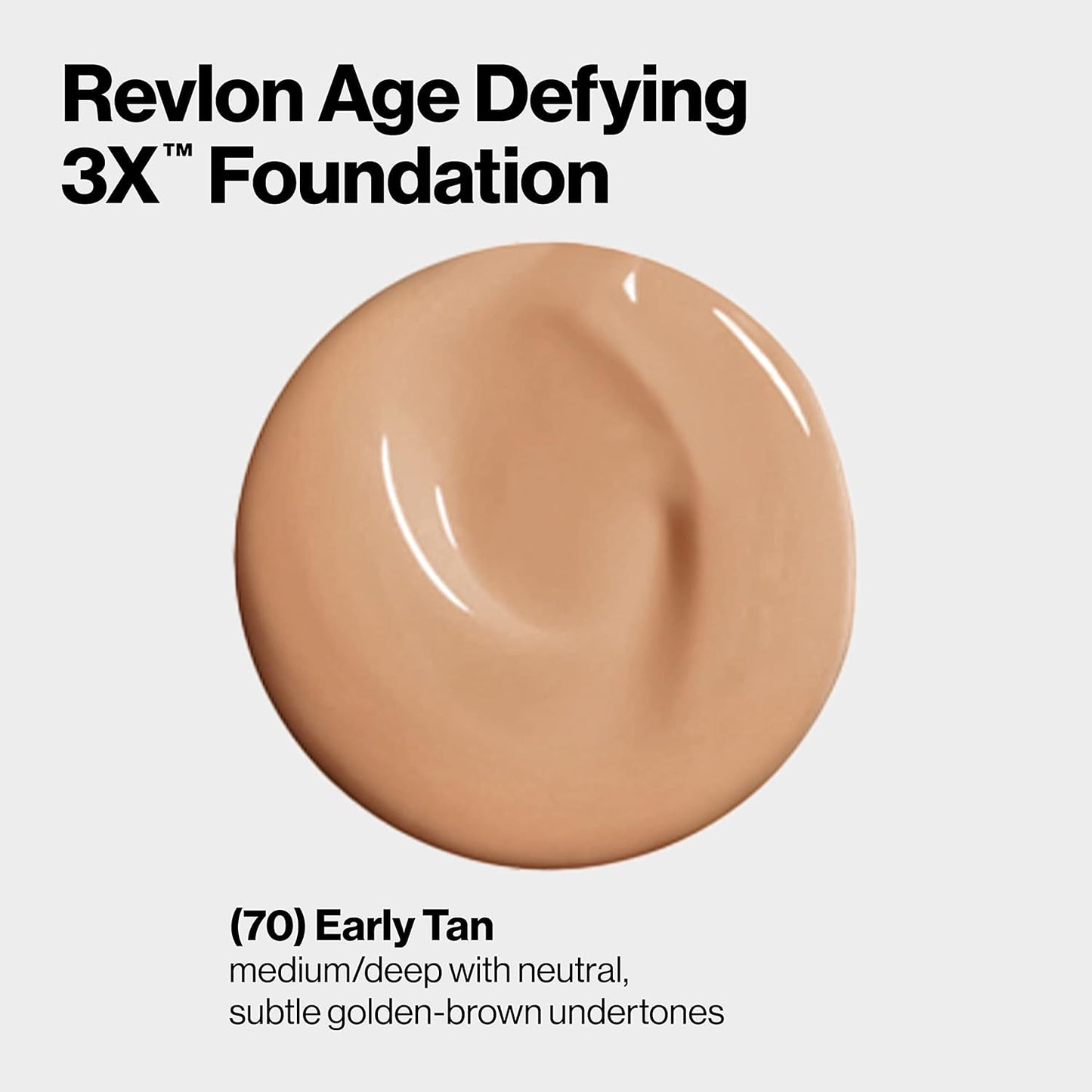 Revlon Liquid Foundation, Age Defying 3XFace Makeup, Anti-Aging and Firming Formula, SPF 30, Longwear Medium Buildable Coverage with Natural Finish, 070 Early Tan, 1 Fl Oz