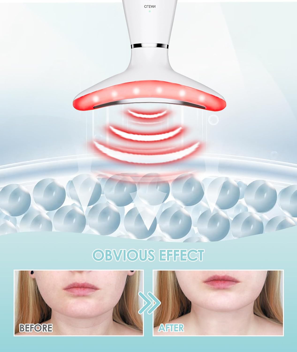 7 Color Neck Face Massager - Facial Massager Tool for Skin Care at Home, Vibrating Face Massager with Thermals, Galvanic Machines White