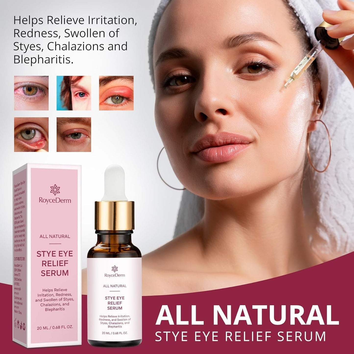 Roycederm Stye Eye Treatment Serum: Natural Stye Remover for Styes Chalazion and Blepharitis - Safe & Fast Relief