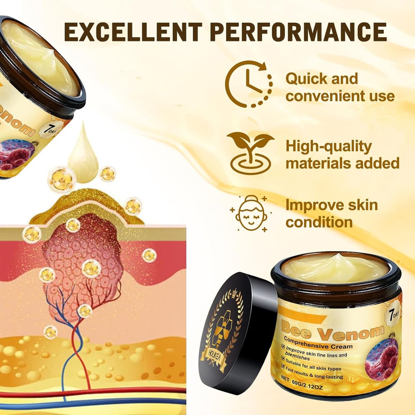 Bee Venom Comprehensive Cream, 2025 New Bee Venom Skin Treatment Cream, Firms and rejuvenates the skin, Natural Serum Suitable for All Skin Types (1)