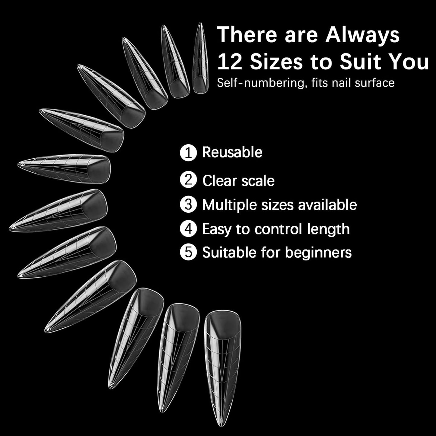 120 Pcs Poly Extension Gel Dual Nail Forms Nail Molds With Scale Builder Coffin Nail for Gel Manicure Nail Art Design Salon DIY at Home (Long Water Drop Dual Nail Forms Set)