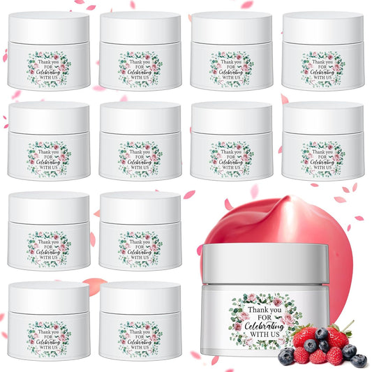 12 Pcs Thank You Lip Sleeping Mask Bulk Bridal Shower Gifts for Guests Thank You for Celebrating with Us Lip Mask Moisturize Nourish for Wedding Bridal Shower Favor Christmas Gift(Floral)