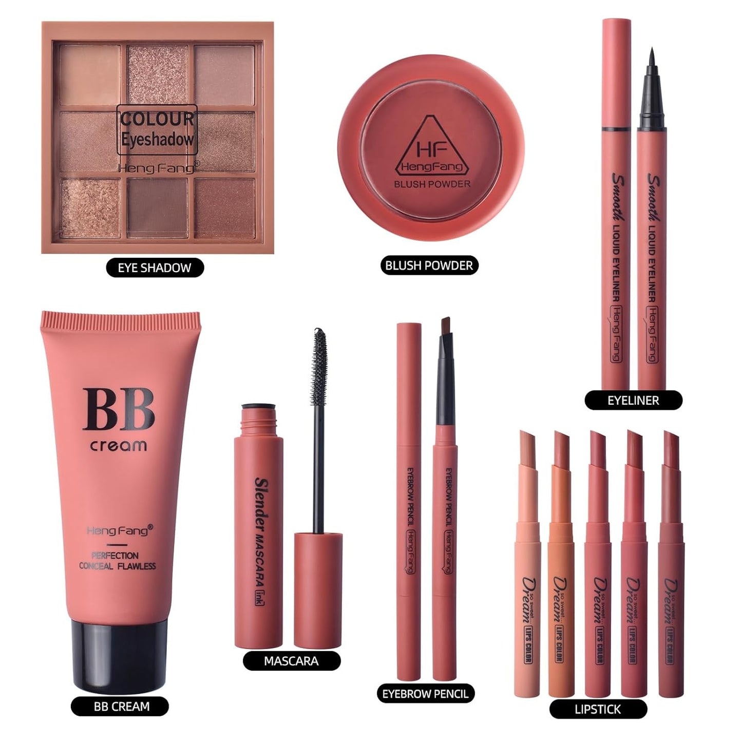 ICE LOVE All in One Makeup Kit, 11-Piece Women Complete Makeup Kit, a Must-Have Gift Set for Beginners or Professional Makeup Sets Beginners. (A)