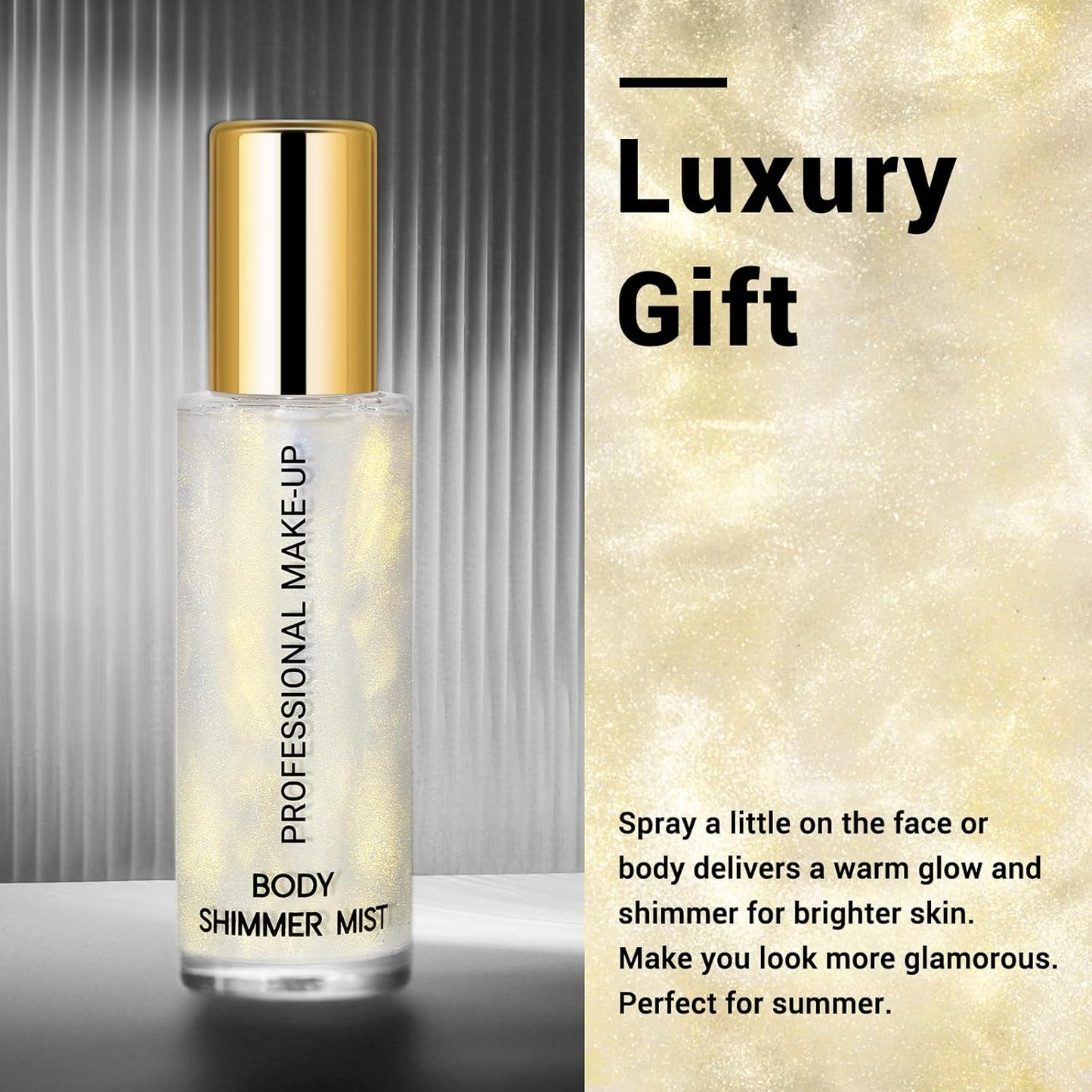 Face Liquid Highlighter Shimmer Body Spray for Hair and Skin, Luminizer Glow Spray for Face, Moisturizing Bronze Shimmer Illuminator (Y, Standard)