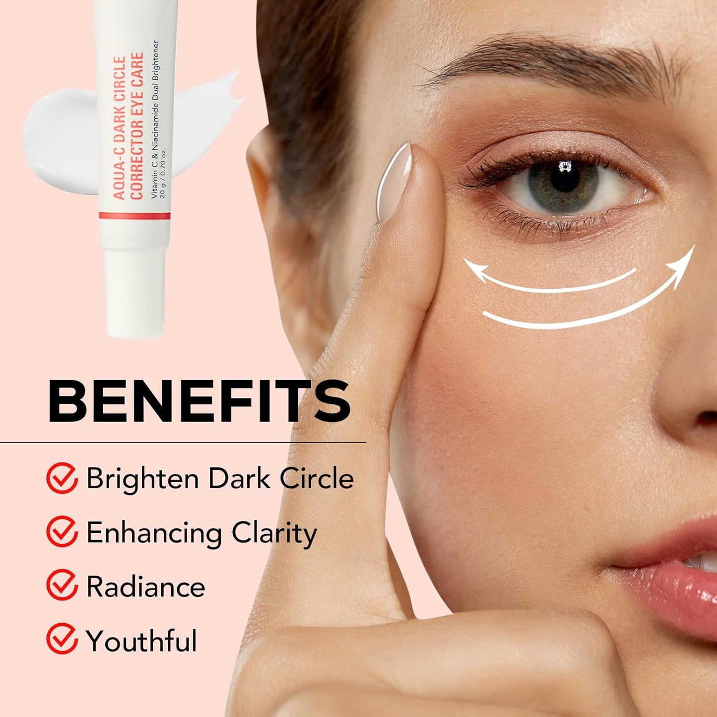 Olivia & Allison Dark Circle Corrector Eye Serum - Vitamin C, Squalane & Niacinamide for Brightening & Revitalizing (0.70 oz)