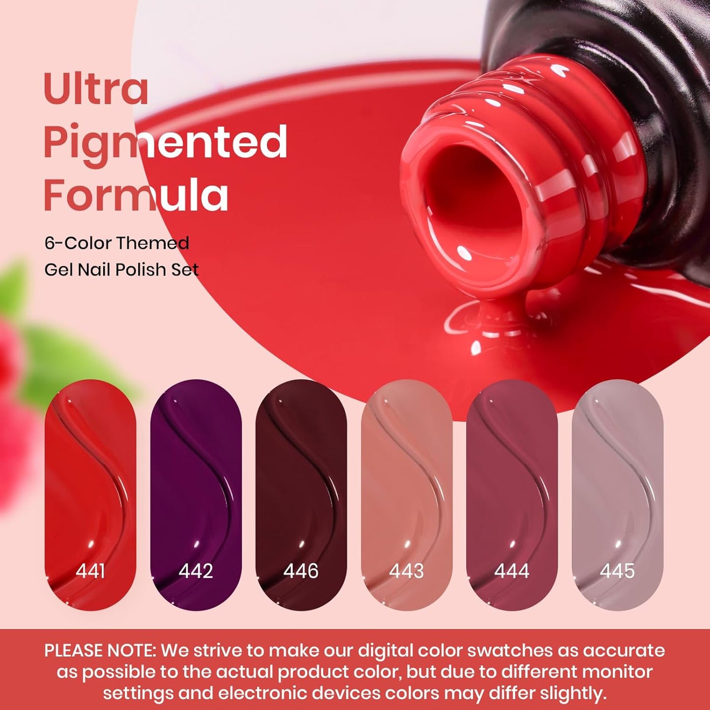 beetles Gel Polish Set - 6 Pcs Burgundy Red Purple Brown Nail Gel Polish Kit for Glamour, Wine Red Brown Lilac Sangria Gel Polish Soak Off UV LED Nail Lamp Fall Winter