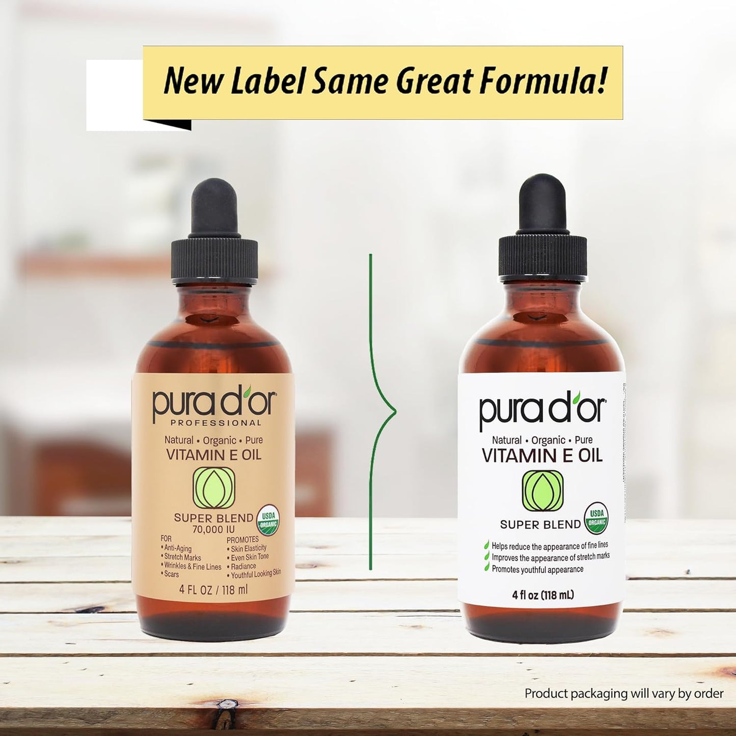 PURA D'OR 4 Oz ORGANIC Vitamin E Oil Blend - 100% Natural Hexane Free, Sweet Almond, Apricot, Jojoba, Argan, Rosehip, Sunflower & Avocado Bath Oil For Scars, Skin, Face & Full Body