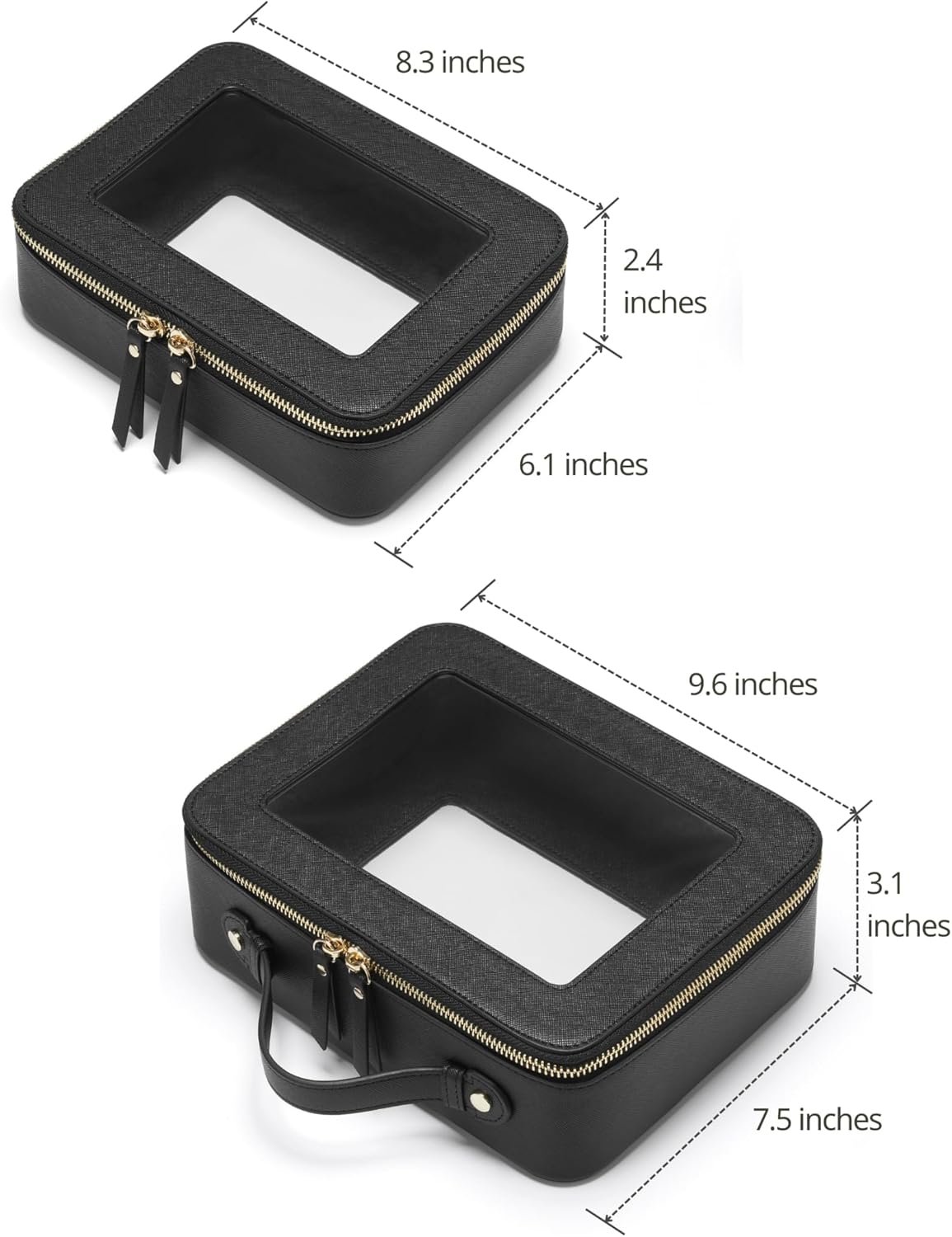 Popvibe Clear Makeup Bag Travel Cosmetic Case Transparent Toiletry Bag with Zipper, Portable Make Up Organizer Traveling Compact Car Bag for Essentials