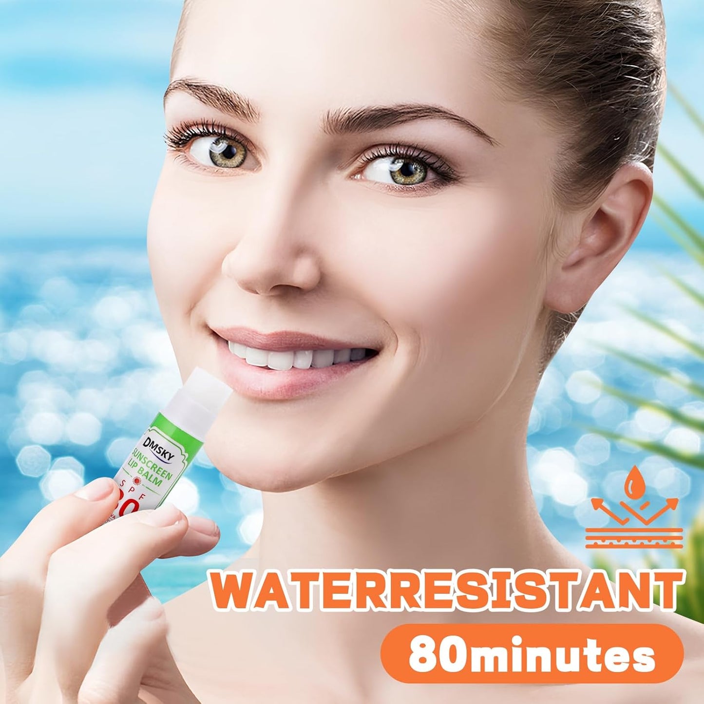 DMSKY SPF 30 Sunscreen lip balm, SPF Lip Balm Bulk Travel Size, Broad Spectrum UVA/UVB Protection, Bulk Lip Sunscreen for Dry Cracked Lips-8 Pcs