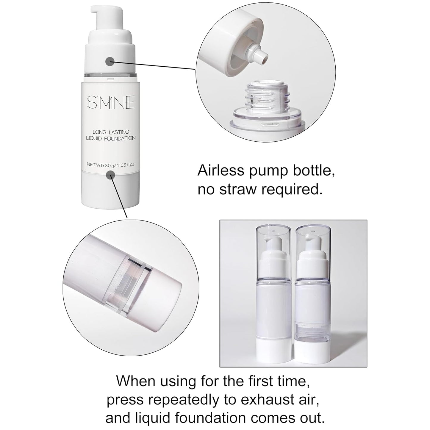 IS'MINE White Liquid Foundation Makeup, Matte Flawless Finish Foundation, Vegan & Cruelty-Free (1.05 Fl Oz, 041)