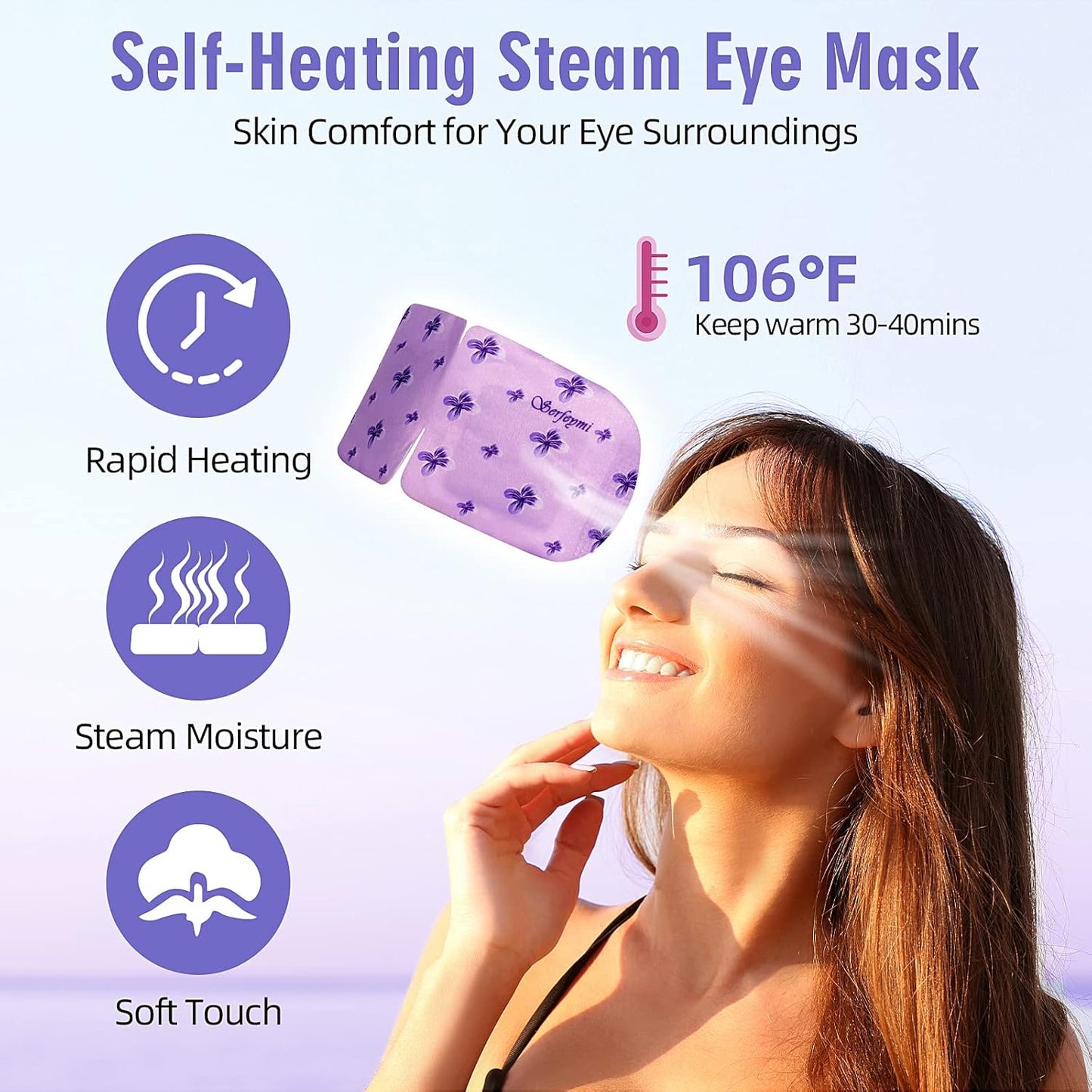 Serfeymi 10 Packs Steam Eye Mask Sleeping Mask for Women, Eye Beauty Heated Eye Mask, Hot Compress Disposable Promote Sleep Eye Mask for Puffy Eyes, Dry Eyes, Dark Circles, Tired Eyes (Lavender)