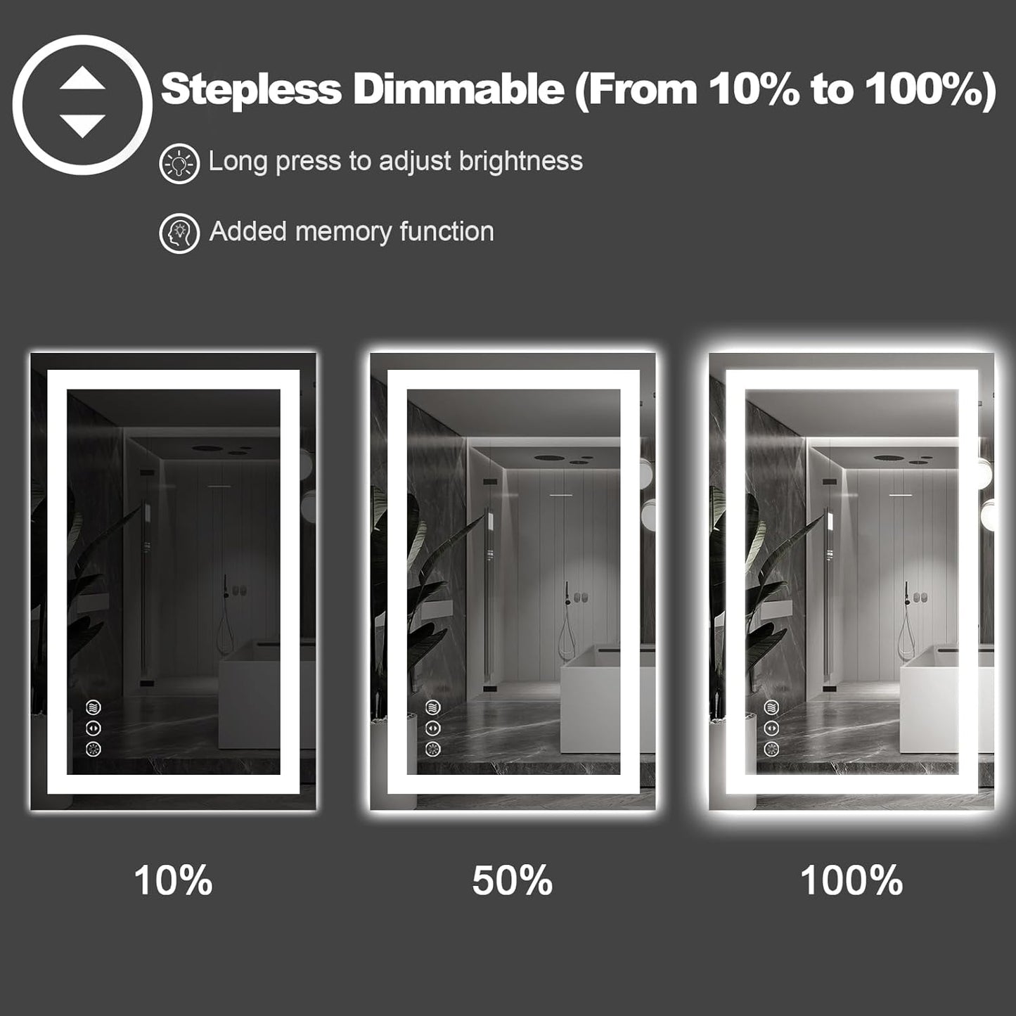 Amorho LED Bathroom Mirror 28"x 36" with Front and Backlight, Stepless Dimmable Wall Mirrors with Anti-Fog, Shatter-Proof, Memory, 3 Colors, Double LED Vanity Mirror (Horizontal/Vertical)