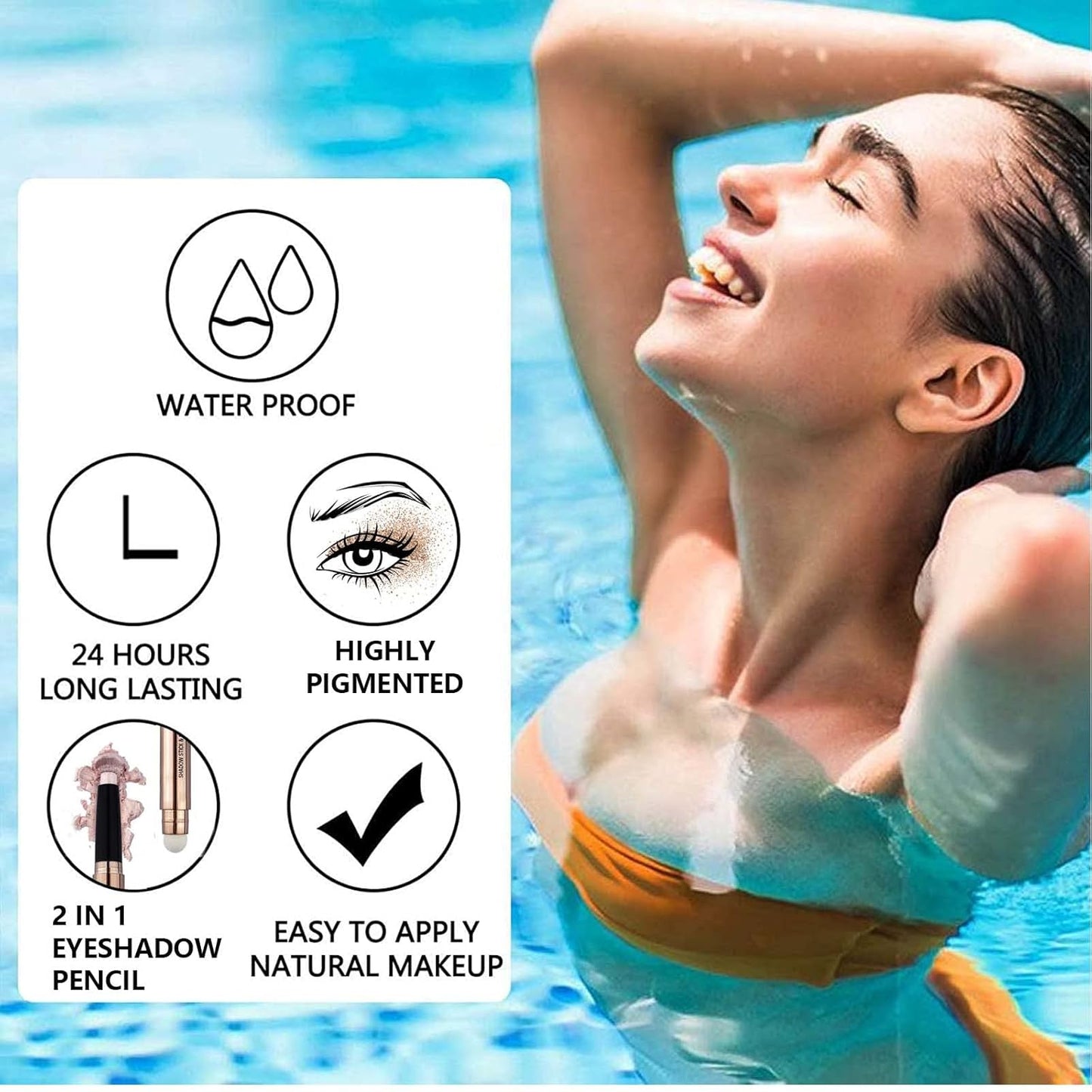 Pink Eyeshadow Stick Makeup, Highlighter Matte Cream Eye Shadow Pencil, Waterproof Hypoallergenic Long Lasting Crayon, Glitter Primer Palette Shimmer Eyeliner Pen wiht Soft Brush