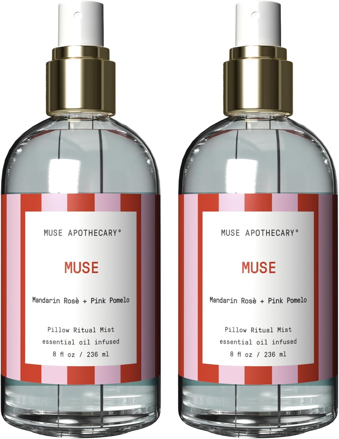Muse Apothecary Pillow Ritual - Aromatic, Calming and Relaxing Pillow Mist, Linen and Fabric Spray, Infused with Natural Essential Oils - Great Valentine's Day Gift - 8 oz, Mandarin Rosè + Pink Pomelo