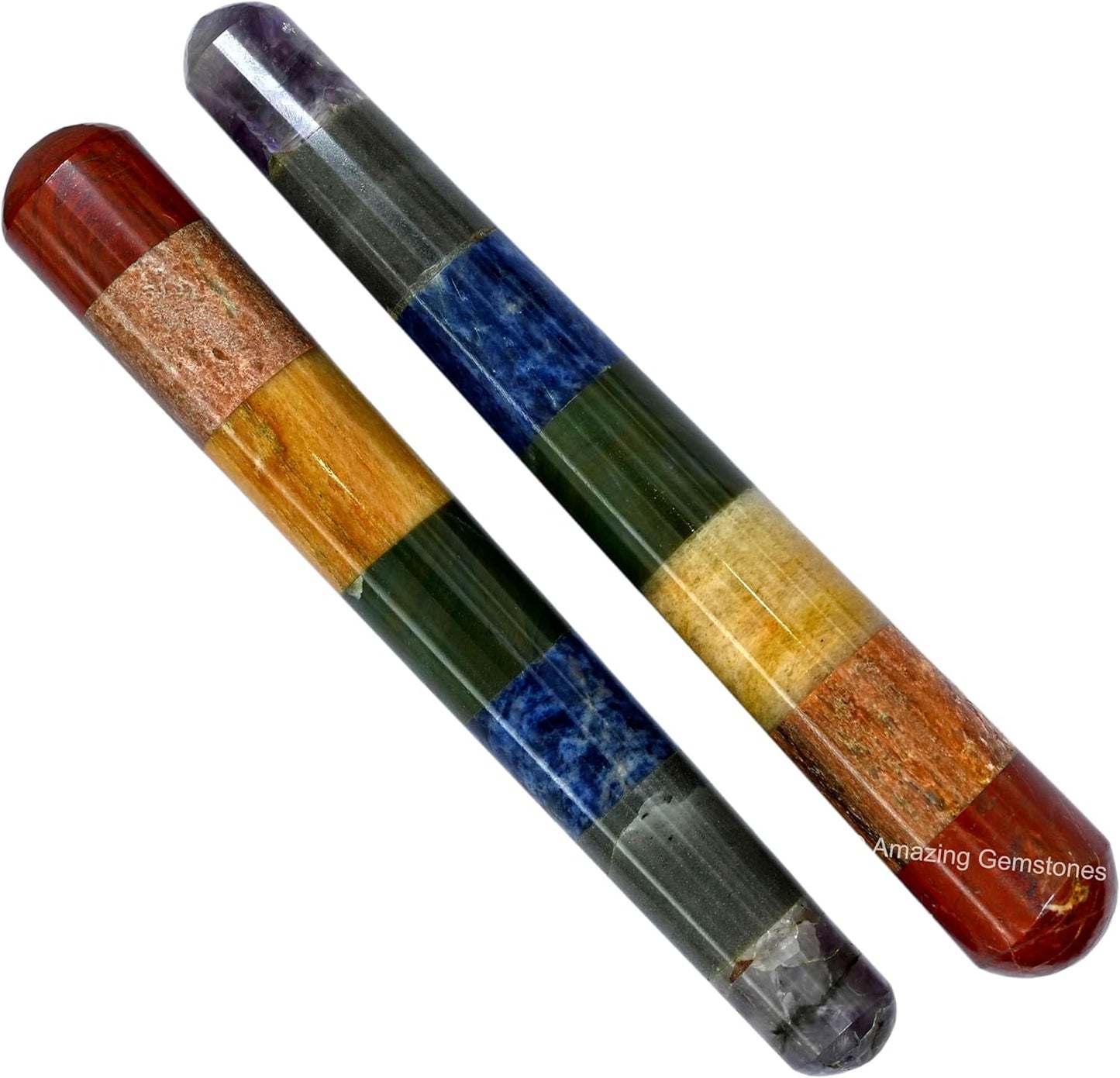 Amazing Gemstone Large Chakra Crystal Wand Massage Stick - Pelvic Wand Gua Sha for Adults - Crystals and Healing Stones Massage Wands for Adults Gifts (Smooth)