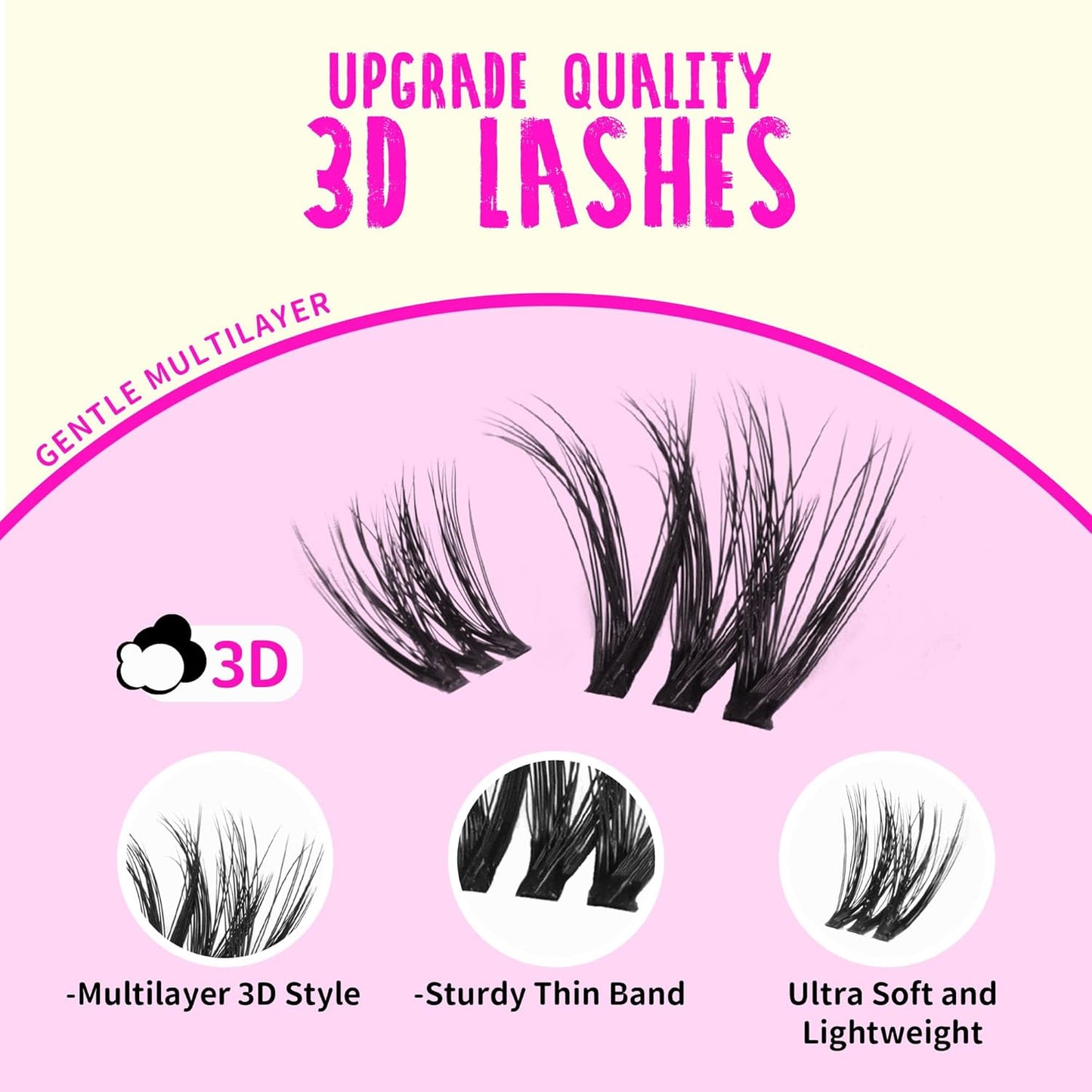 GAQQI Lash Clusters Kit, DIY Lash Extensions Kit 10-14mm Cluster Lashes, Wispy Eyelash Clusters with Lash Bond and Seal+Lash Tweezer+Remover+110pcs Thin Band Individual Lashes (3D-GQ08-KIT)