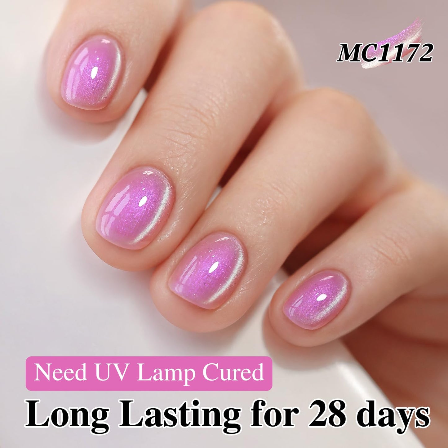Double Rhythm 0.5 Oz Cat Eye Gel Polish with Magnet Same Color Same Bottle Holographic Glitter Shimmer Translucent Color Salon 15 ML Magnetic Nail Art (Mermaid Purple-MC1172)
