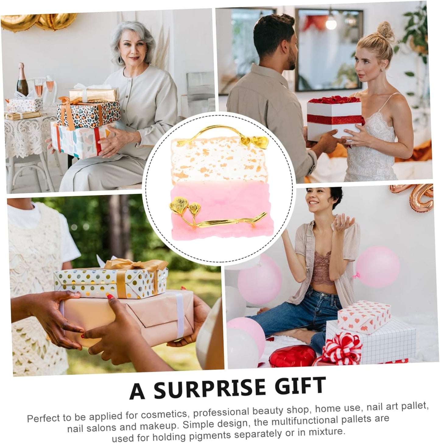 FOMIYES 2pcs Nail Palette Nail Art Gel Nail Art Palette Nail Tool Manicure Display Board Nail Polish Display Board Nail Color Palette Copper Plating Pink Makeup Mixing Plate Nail Art Plate