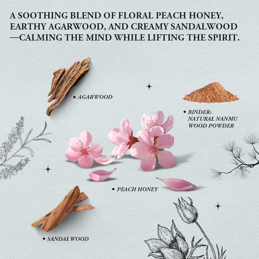 Romance & Calm - Innergy Peach Blossom Incense Sticks, Natural Floral Blend for Self-Love, 150 Sticks