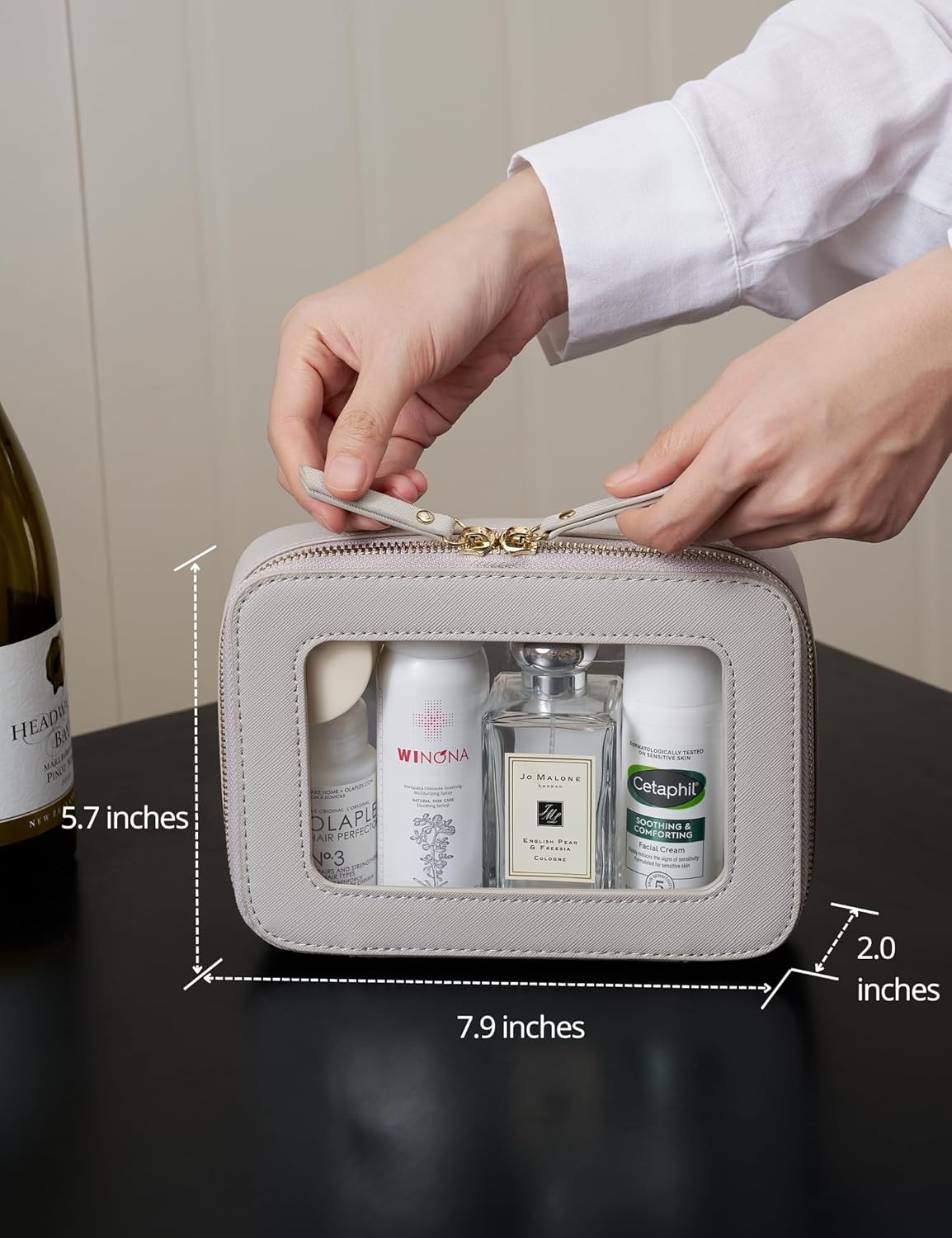 Popvibe Clear Makeup Bag Travel Cosmetic Case Transparent Toiletry Bag with Zipper, Portable Make Up Organizer Traveling Compact Car Bag for Essentials