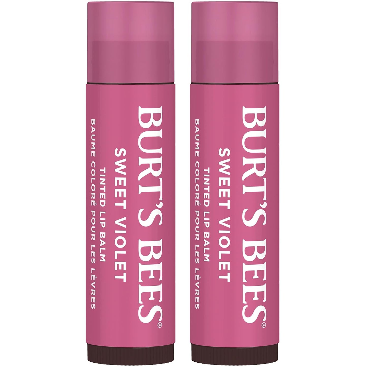 Burt's Bees Lip Tint Balm with Long Lasting 2 in 1 Duo Tinted Balm Formula, Color Infused with Deeply Hydrating Shea Butter for a Natural Looking Buildable Finish, Sweet Violet (2-Pack)