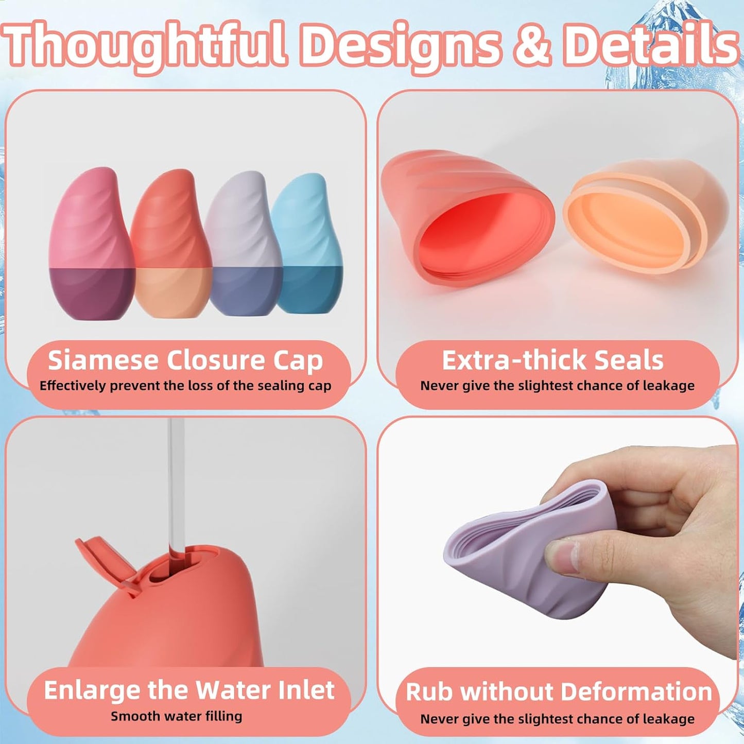 Silicone Facial Ice Cube Roller Massager, Facial Beauty Care Tool, Reusable Face Ice Mold - Brighten Skin, Reduce Puffiness (Rose Red)