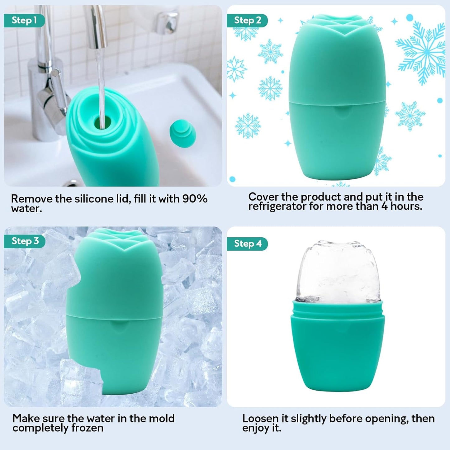 LATME Ice Cube Roller for Face Eyes,Reusable Silicone Ice Mold,Womens Gifts,Face Massager Roller Puffiness Migraine Pain Relief and Minor Injury