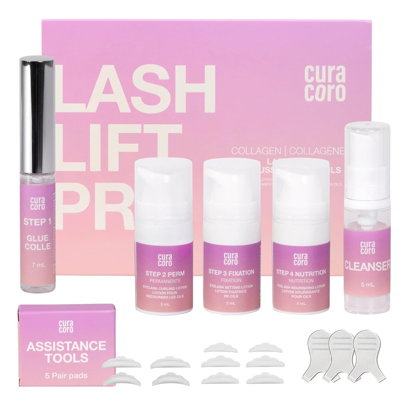 Curacoro Lash Lift Kit - Professional Eyelash Perm Kit, Semi-Permanent Lash Curling, Nourishing Collagen, Hygiene Safe & Easy to Clean, All-in-One for Professional Use