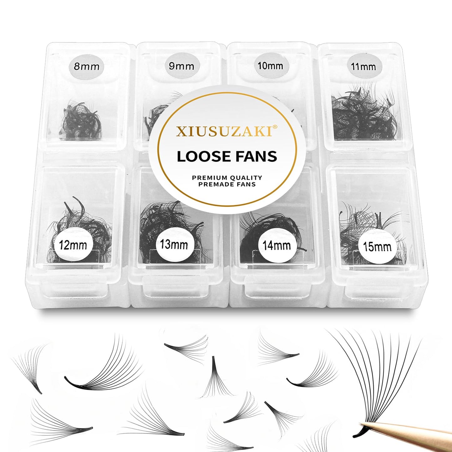 Premade Fans Eyelash Extensions 600 Fans 14D Volume Lash Extensions 0.07 Thickness Eyelash Extension C Curl Premade Lash Fans Mix 8-15mm Fluffy Soft Handmade Loose Fan(600Fans-14D-0.07-C,8-15mm)