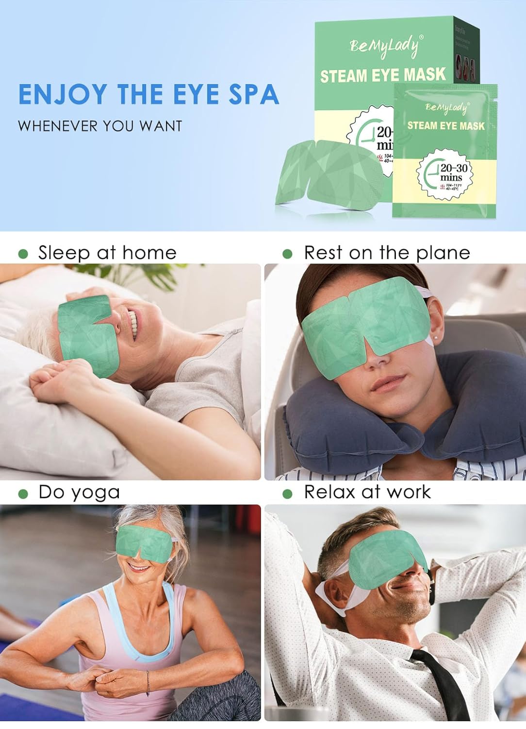 12 Pack Steam Eye Mask for Dry Eyes, Eye Mask Warm Compress 45Mins, Moist Heated Eye Masks for Dark Circles Eye Bag, Tired Eyes, Travel Portable Business Office
