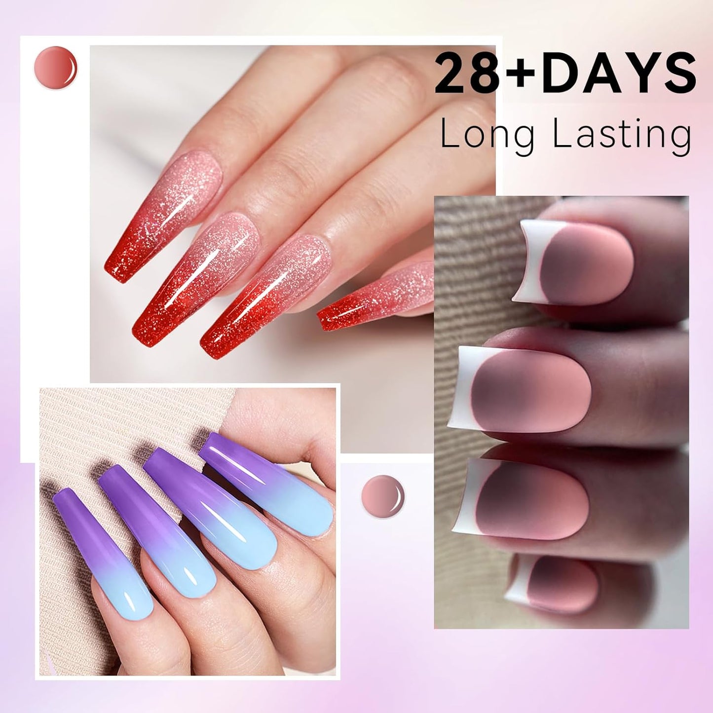 Born Pretty Color Changing Gel Nail Polish, 6 Colors Glitter Temperature Change Gel Polish Blue Pink Neon Long Lasting Nail Polish U V Set for Manicure and Nail Art, DIY at Home, Salon-Quality 7ml
