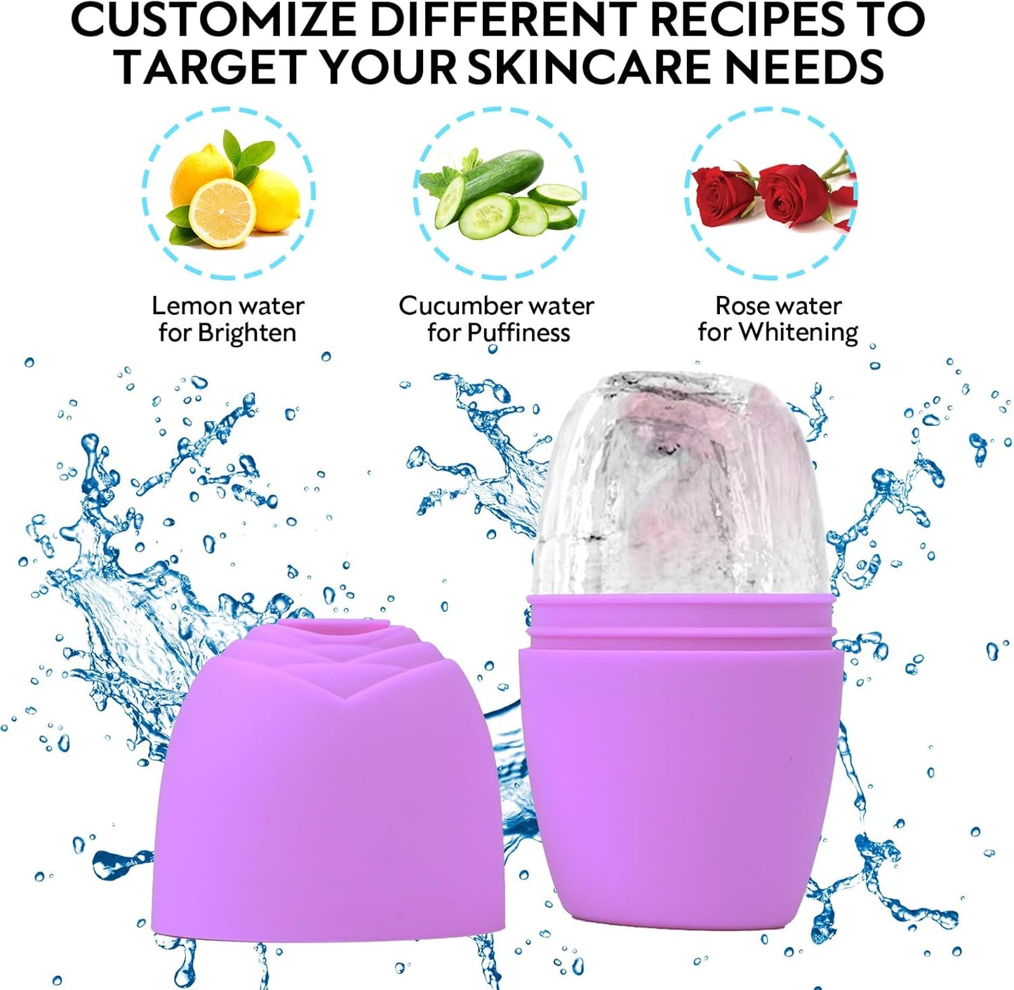 LATME Ice Cube Roller for Face Eyes,Reusable Silicone Ice Mold,Womens Gifts,Face Massager Roller Puffiness Migraine Pain Relief and Minor Injury