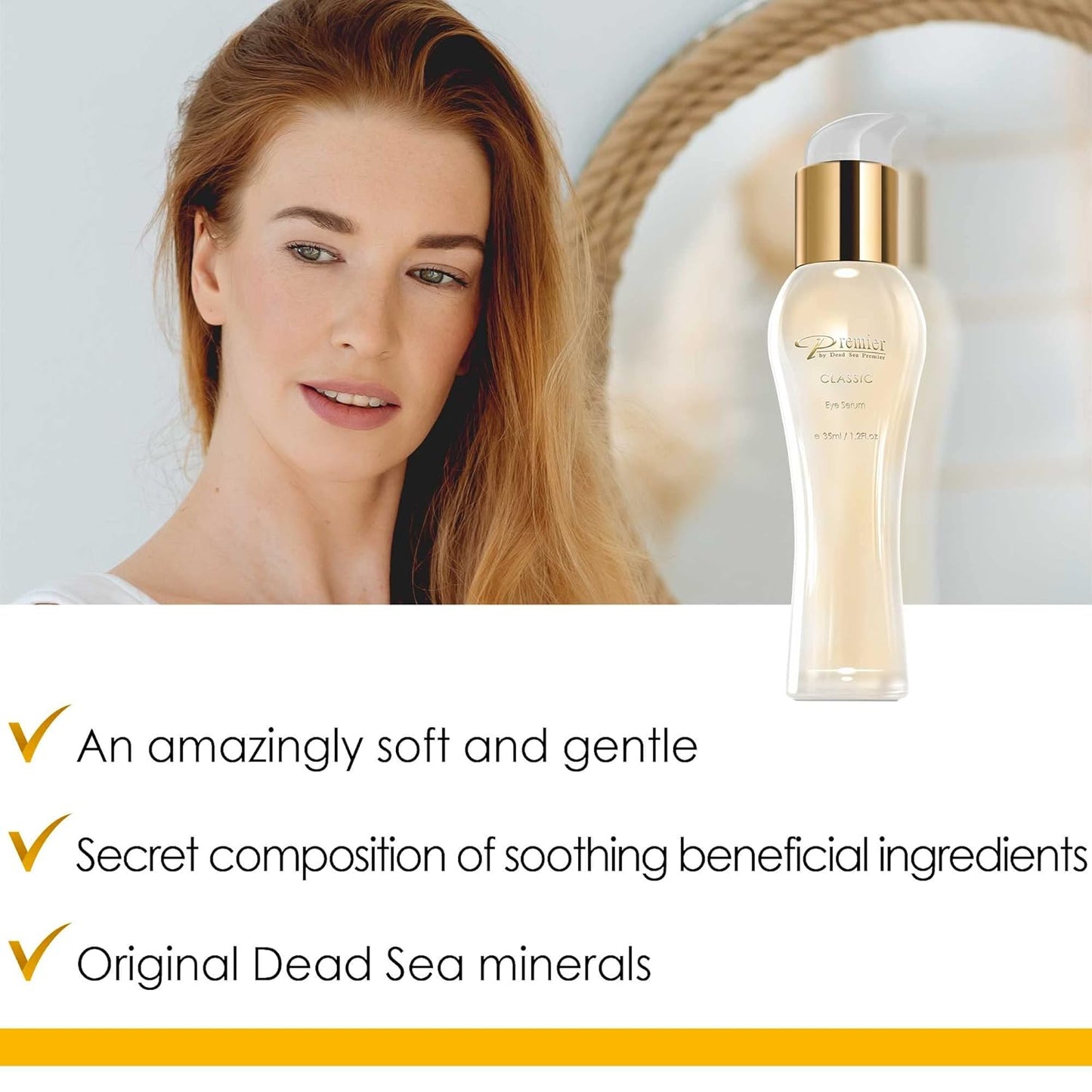 Premier Dead Sea Classic Collection Age Defiyng Eye Serum, Hypoallergenic, Helps minimize wrinkles, Dark circles, Sagging skin, Reduce bags 1.2.fl.oz