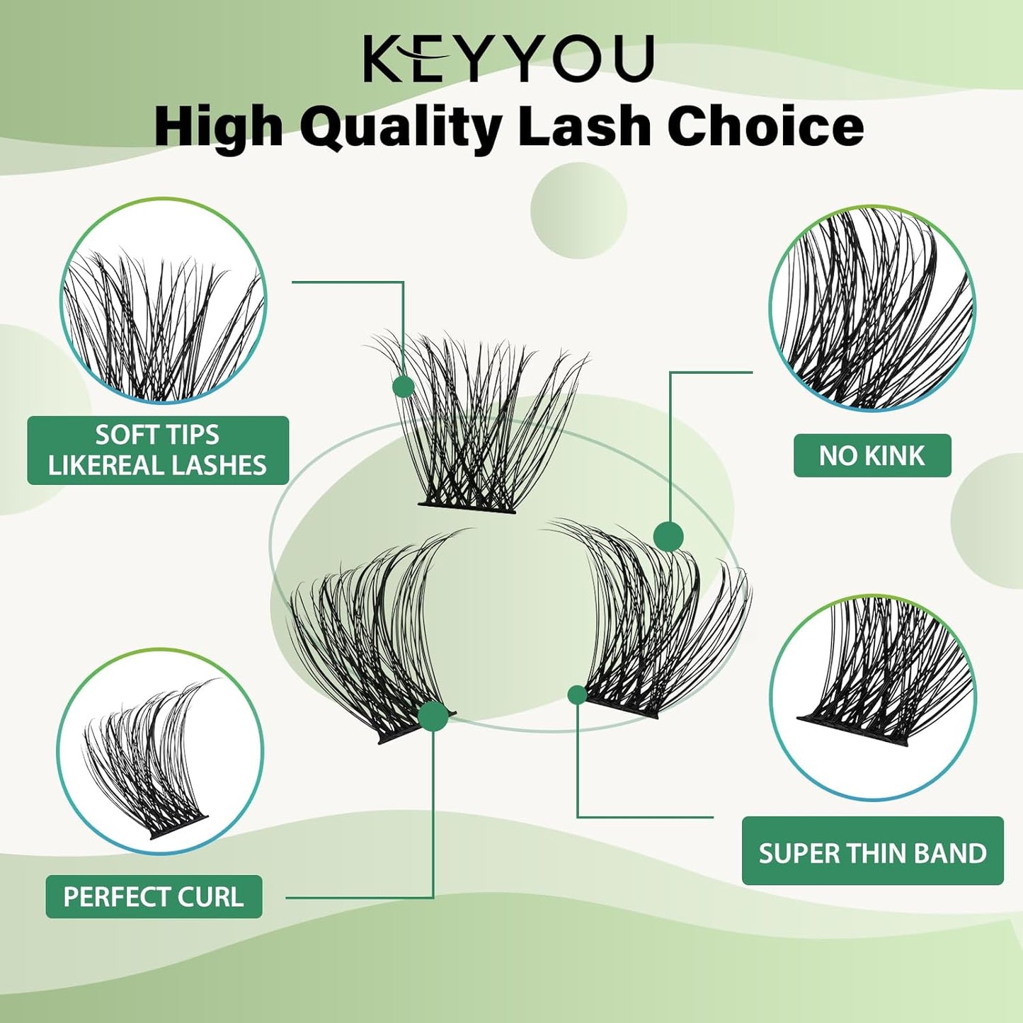 Lash Clusters 96pcs Individual Lashes D Curl 16mm Eyelash Clusters KEYYOU Volume Wispy Lash Extension Soft&Comfortable Easy DIY at Home(Y23,D-16mm)