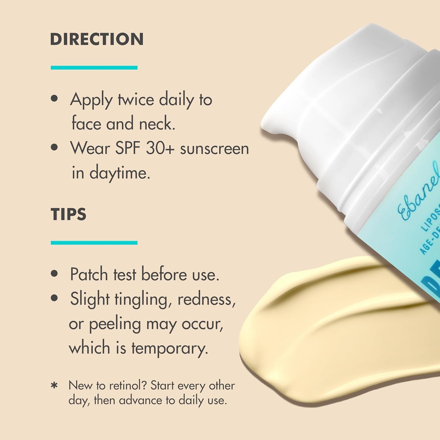 Ebanel Retinol Cream for Face 3.5 oz, Moisturizer with Collagen, Peptides, Ceramides, Hyaluronic Acid, Vitamin C & B5, Firming Anti Aging Face Cream for Wrinkles, Fine Lines, Dark Spots, Day & Night