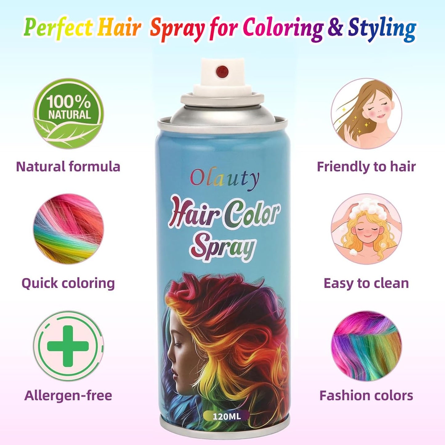 Red Hair Spray, Temporary Hair Dye Spray For Kids Women Men,Washable One-Time Use Hair Color Wax, Non-Sticky Hair Coloring for Cosplay Party, Halloween DIY Crazy Hair Day (Fire Red)