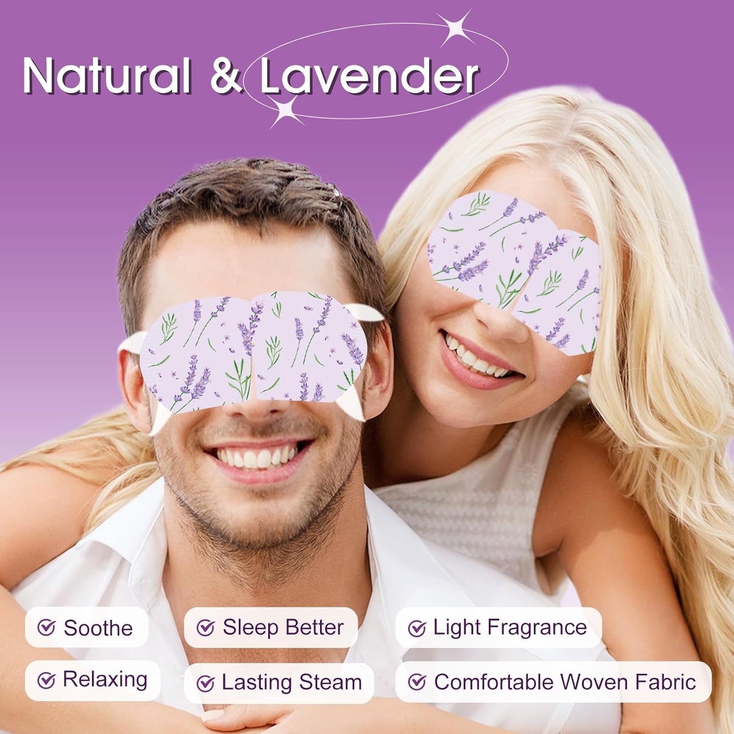 20 Packs Steam Eye Masks for Dry Eyes and Puffiness,Disposable Heated Eye Mask Warm Compress for Eyes,Relief Eye Fatigue Hot Sleep Mask for Men Women,Lavender