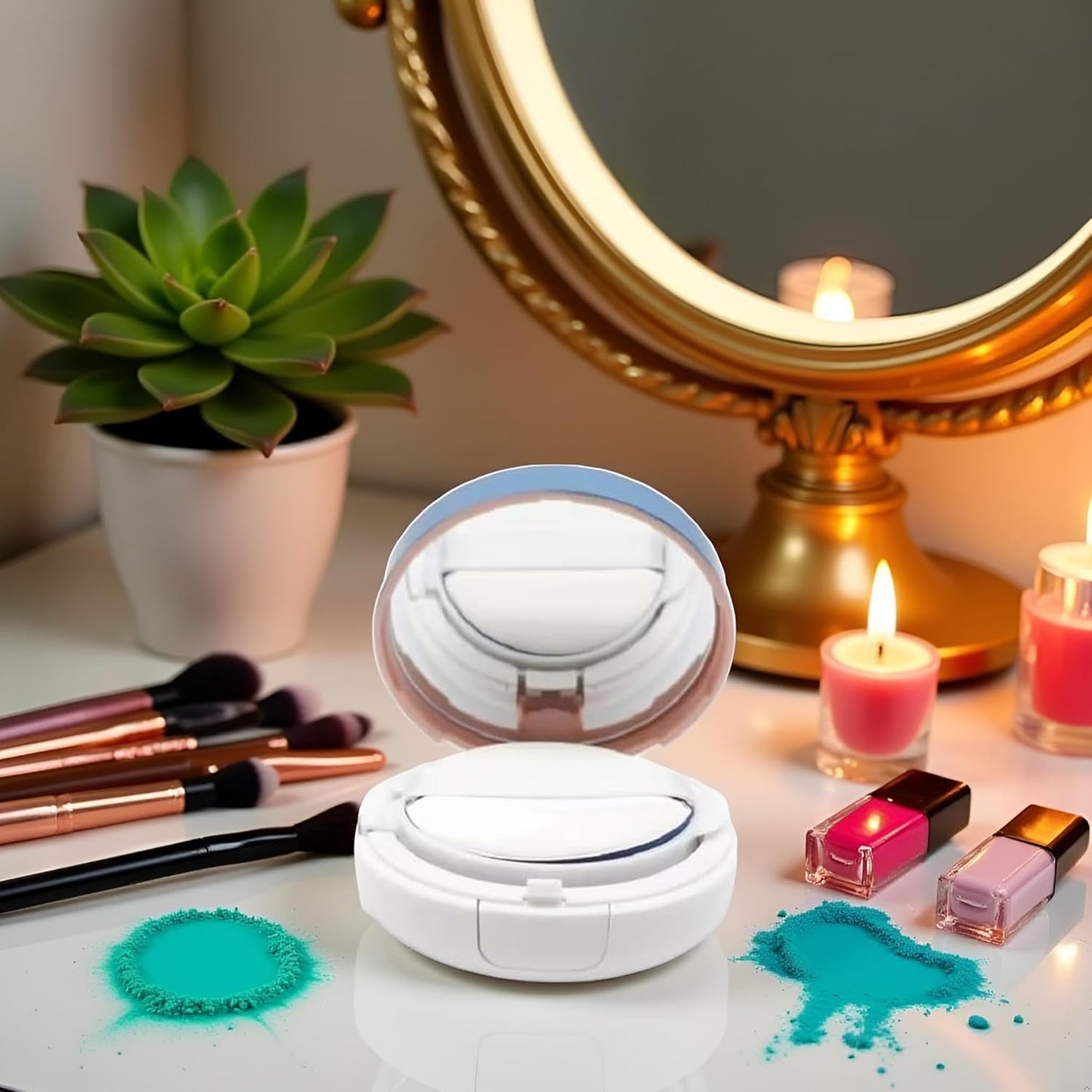 15g Gradient Color Empty Air Cushion Puff Case Container Liquid Foundation Compact Container BB CC Cream Box Makeup Cosmetic Cream Case with Powder Puff, Makeup Tools