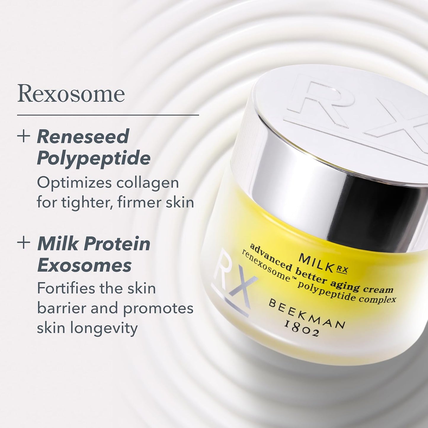 Beekman 1802 Milk RX Advanced Better Aging Face Cream - Mini - Goat Milk Protein Exosomes & Polypeptide Facial Moisturizer - Doctor Formulated for Collagen Boosting & Firming - Fragrance Free