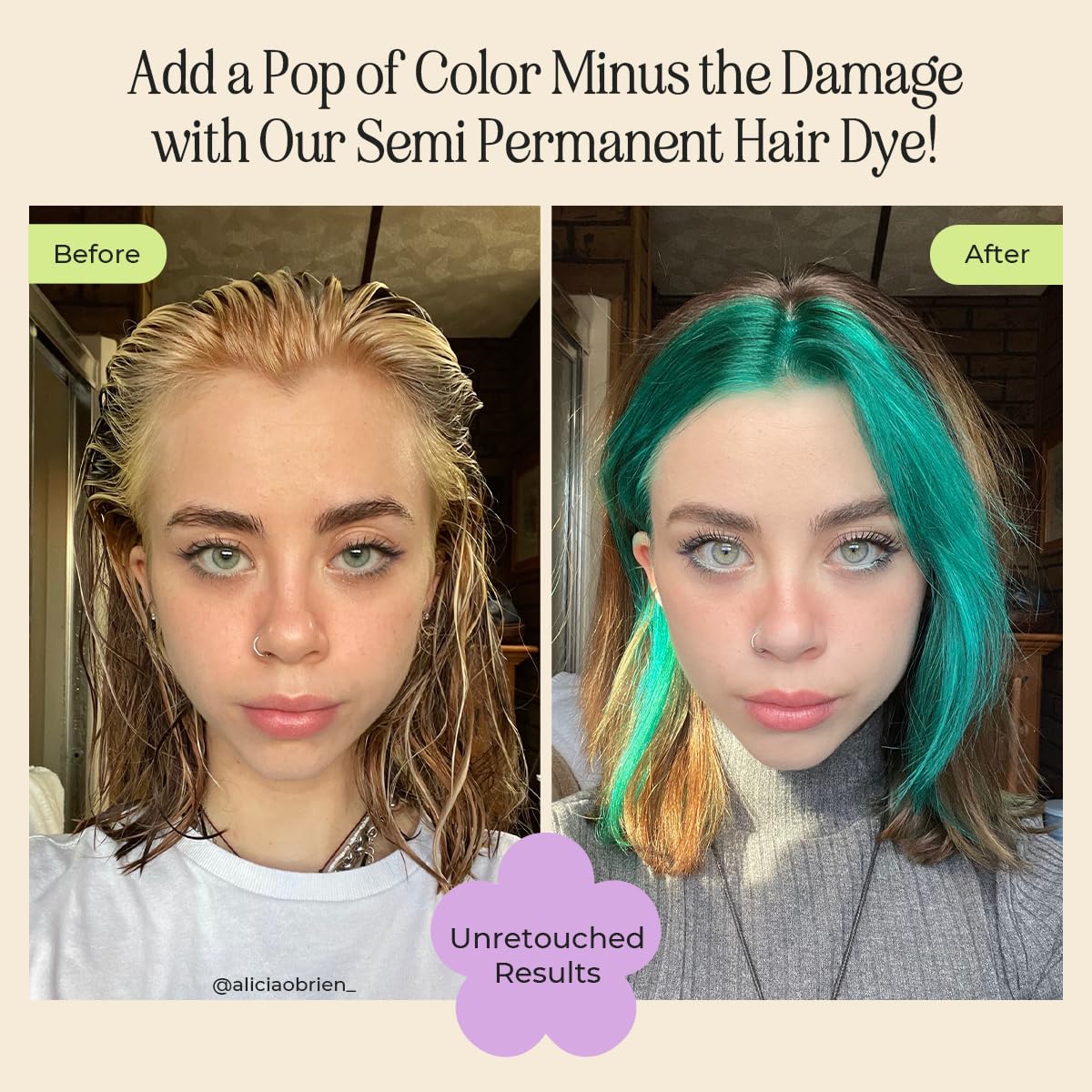 INH Semi Permanent Hair Color | Color Depositing Conditioner | Emerald Green Hair Dye | No Bleach & No Peroxide Temporary Tint for Women & Men | Vegan, Ammonia Free, & Sulfate Free | Ready to Use, 6oz