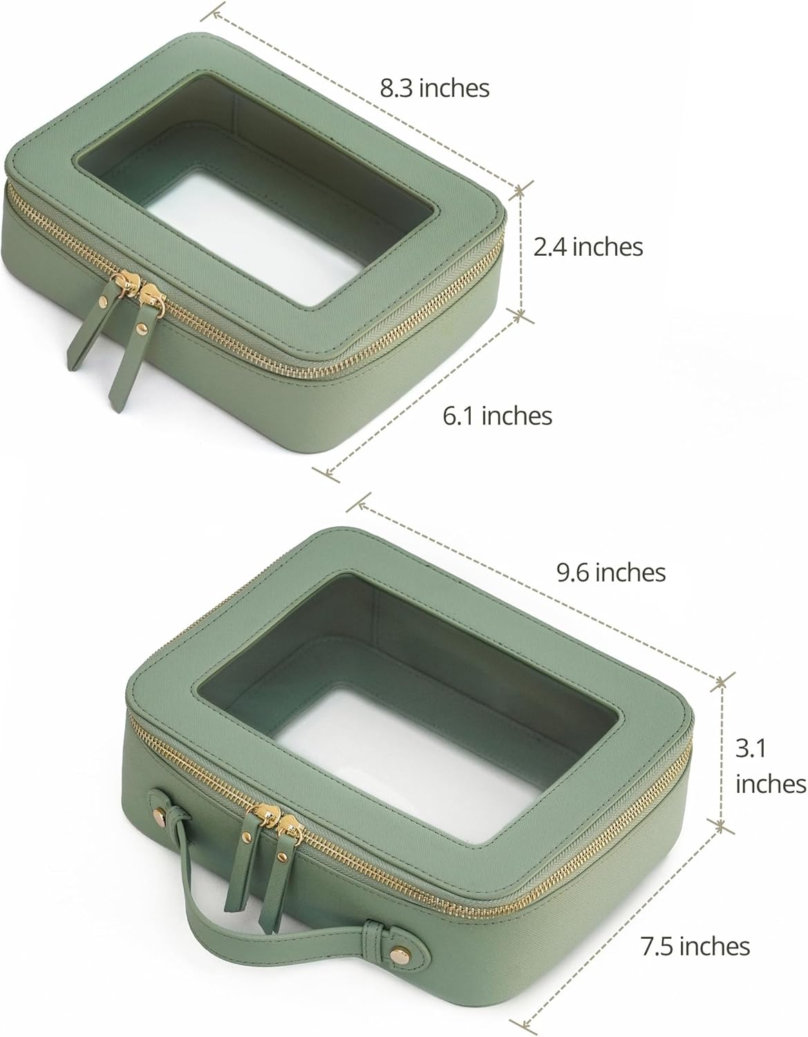 Popvibe Clear Makeup Bag Travel Cosmetic Case Transparent Toiletry Bag with Zipper, Portable Make Up Organizer Traveling Compact Car Bag for Essentials