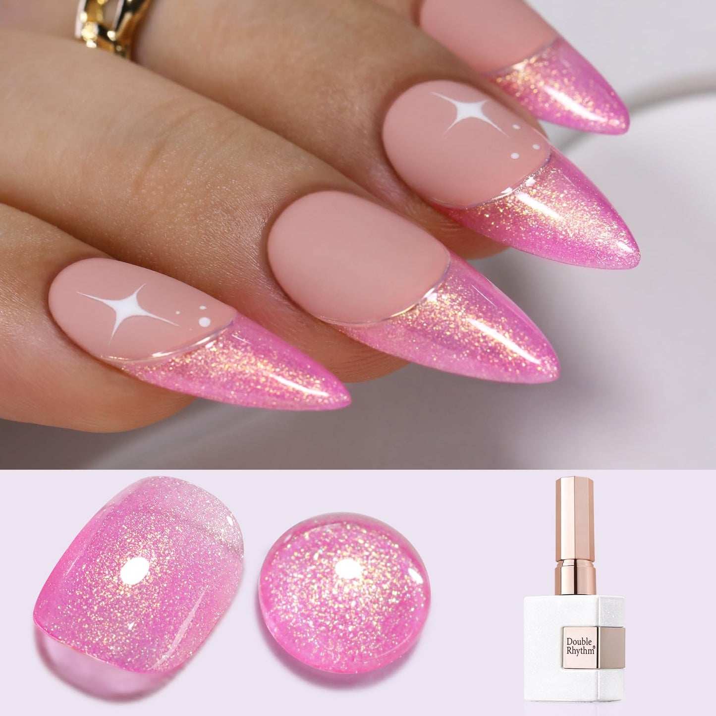 Double Rhythm 15ML Glitter Gel Polish Shimmer Reflective Holographic Color Magnetic for Nail Art Salon DIY at Home (B1141)