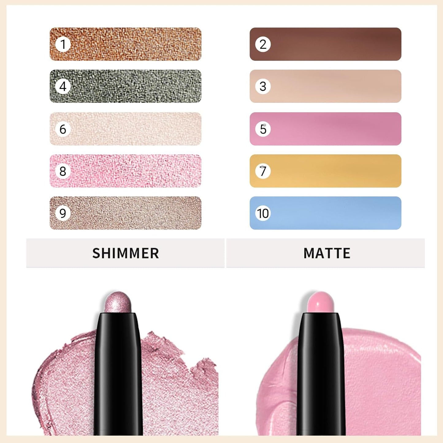 Erinde Waterproof Eyeshadow Stick, Cream Eye Shadow Stick, Long-Lasting, Crease-Proof, Cream to Powder Buildable & Blendable Eye Shadow Pencils Crayon, Vegan & Cruelty-Free, 10 Cornflower