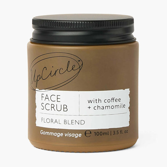 UpCircle Coffee Face Scrub - Floral Blend For Sensitive Skin 3.5oz - Chamomile, Shea Butter, Coconut + Rosehip Oil - Natural, Vegan Face Exfoliator For Soft, Smooth Skin