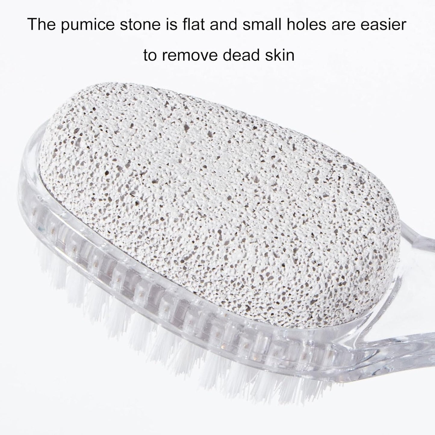 4 Pcs Foot Pumice Stone Brush Calluses Remover, Ooloveminso Large Foot Scrubber Foot File with Handle 2 in 1 Suitable for Horniness Foot Spa, Foot Care Smooth Skin (Transparent)